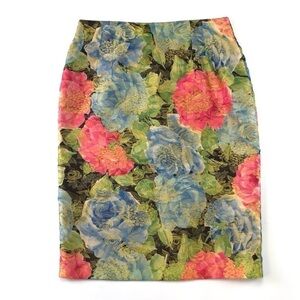 MONDI Vintage green rose jacquard floral print skirt Size 42